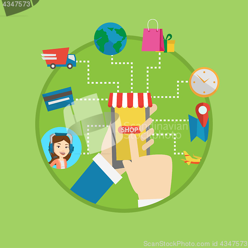 Image of Online shopping vector flat design illustration.