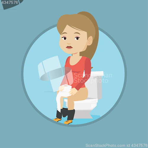 Image of Woman suffering from diarrhea or constipation.