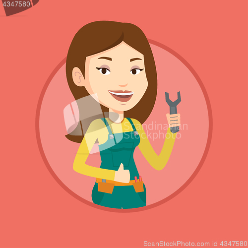 Image of Repairman holding spanner vector illustration.