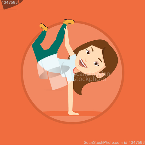 Image of Young woman breakdancing vector illustration.