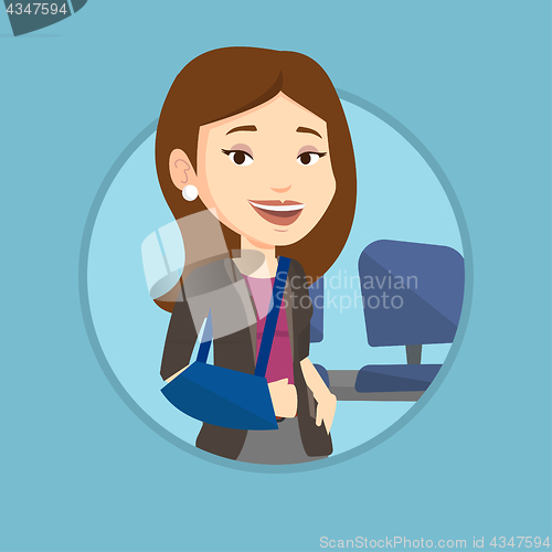 Image of Injured woman with broken arm vector illustration.