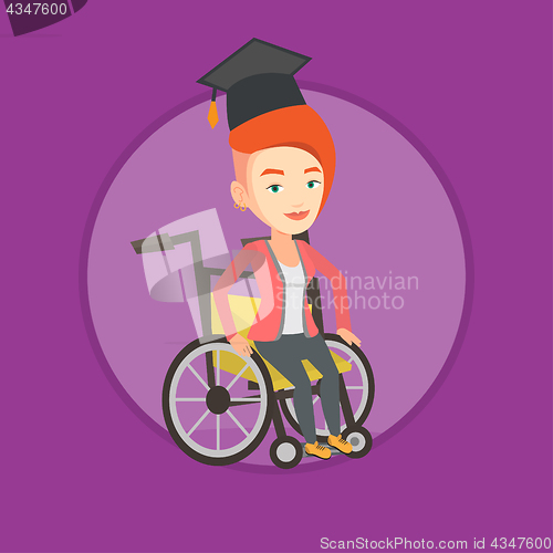 Image of Graduate sitting in wheelchair vector illustration