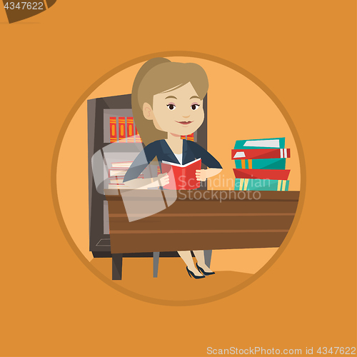 Image of Student reading book vector illustration.