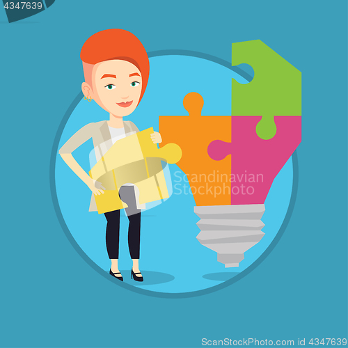 Image of Student with idea lightbulb vector illustration.