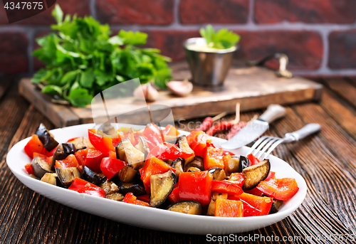 Image of fried eggplant with other vegetables