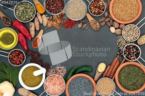 Image of Herb and Spice Abstract Border