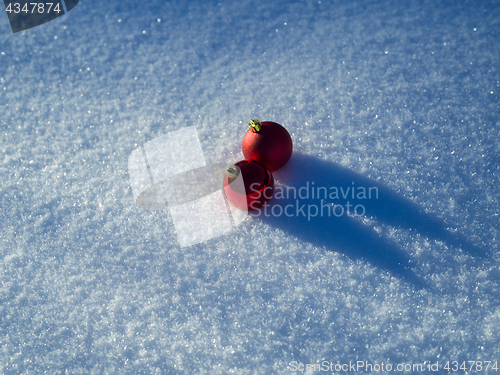 Image of christmas balls decoration in snow