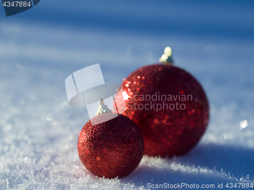 Image of christmas balls decoration in snow