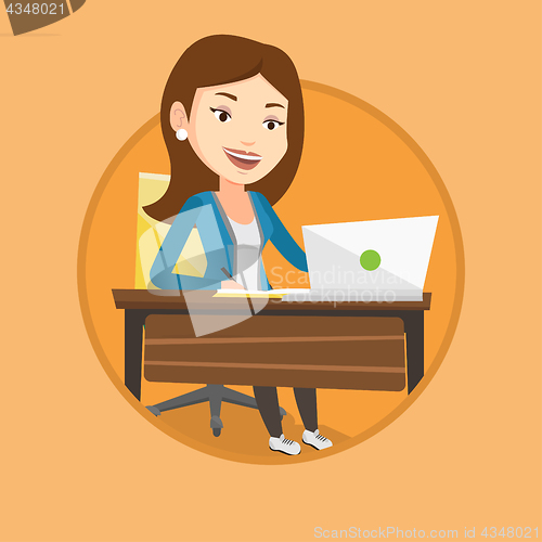 Image of Student using laptop for education.