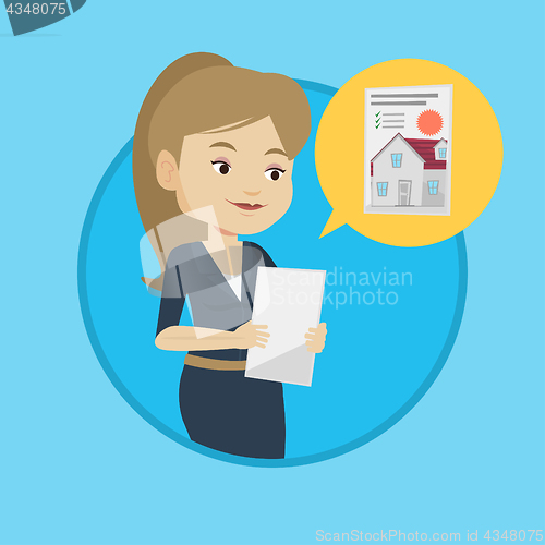 Image of Woman looking for house vector illustration.