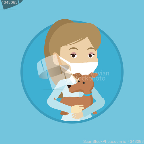 Image of Veterinarian with dog in hands vector illustration