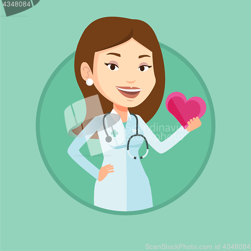 Image of Doctor cardiologist holding heart.