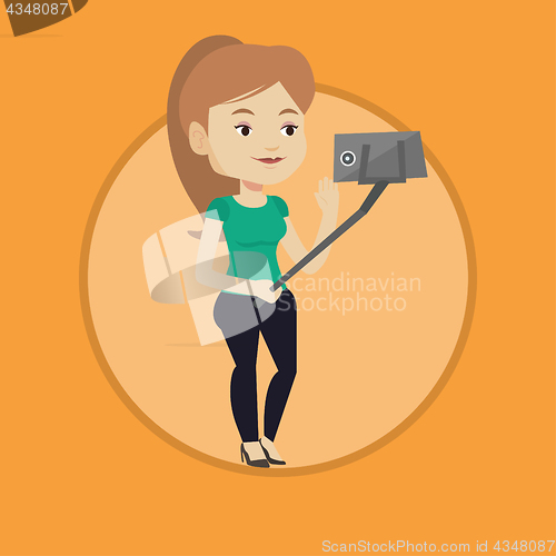 Image of Woman making selfie vector illustration.