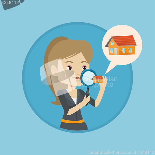 Image of Woman looking for house vector illustration.