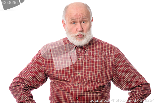 Image of Surprised senior man isolated on white