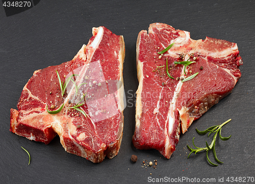 Image of fresh raw T bone steaks