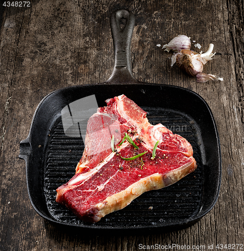 Image of fresh raw T bone steak