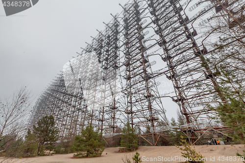 Image of Soviet Radar System Duga near Chernobyl Nuclear Power Plant