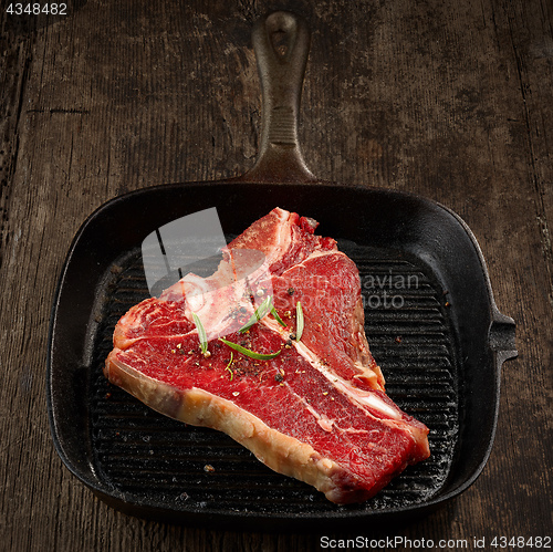 Image of fresh raw T bone steak