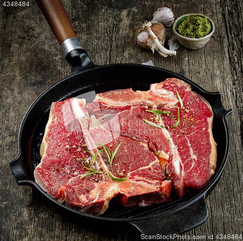 Image of fresh raw T bone steaks