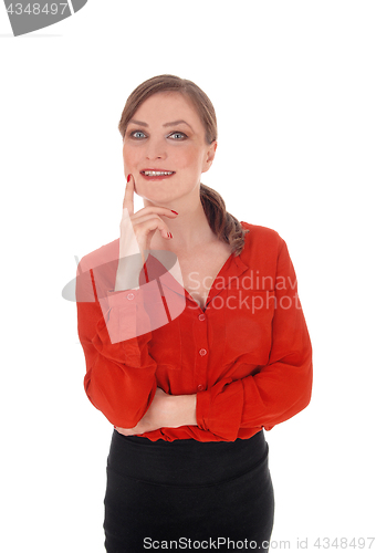 Image of Portrait of smiling young woman.