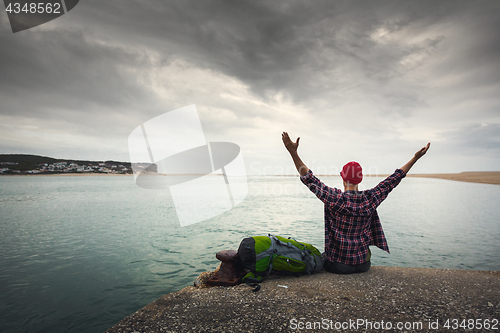 Image of Man Traveling Backpack