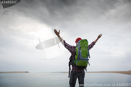 Image of Man Traveling Backpack