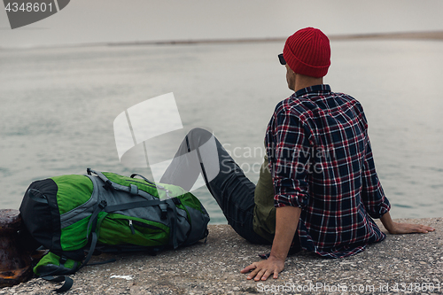 Image of Man Traveling Backpack