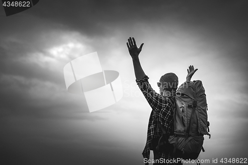 Image of Man Traveling Backpack