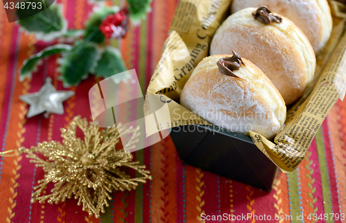Image of Christmas background with donuts