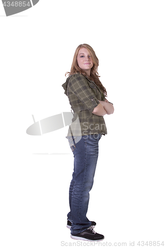 Image of Cute teenager with her arms crossed