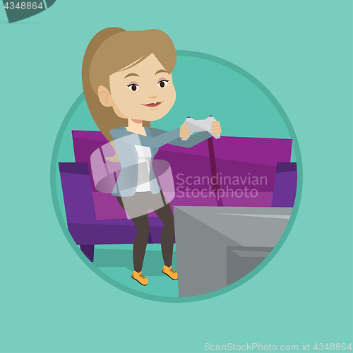 Image of Woman playing video game vector illustration.