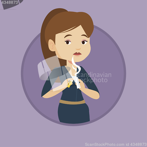 Image of Young woman quitting smoking vector illustration.