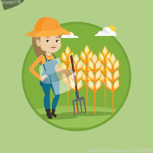 Image of Farmer with pitchfork vector illustration.