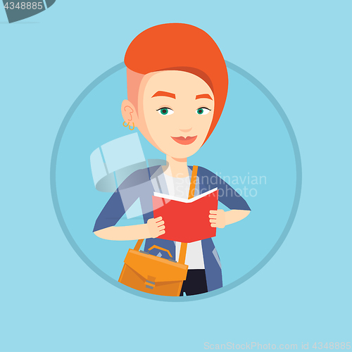 Image of Student reading book vector illustration.
