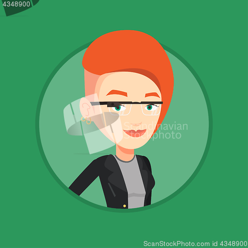 Image of Woman wearing smart glass vector illustration.