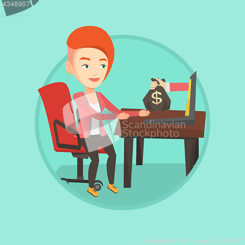 Image of Businesswoman earning money from online business.