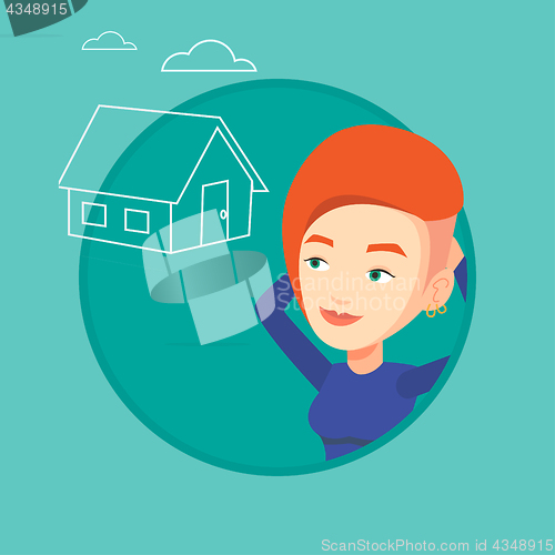 Image of Woman dreaming about buying new house.