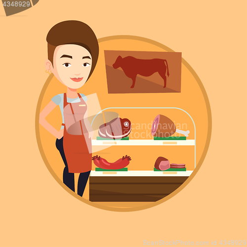 Image of Butcher offering fresh meat in butchershop.