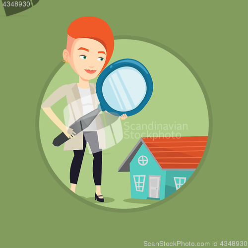 Image of Woman looking for house vector illustration.