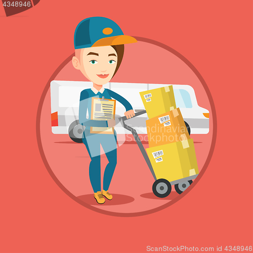 Image of Delivery courier with cardboard boxes.