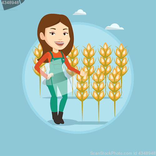 Image of Farmer in wheat field vector illustration.