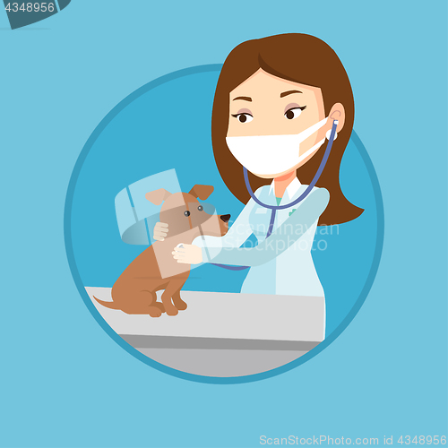 Image of Veterinarian examining dog vector illustration.