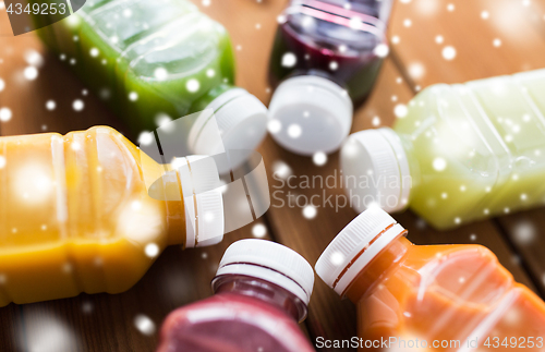 Image of bottles with different fruit or vegetable juices