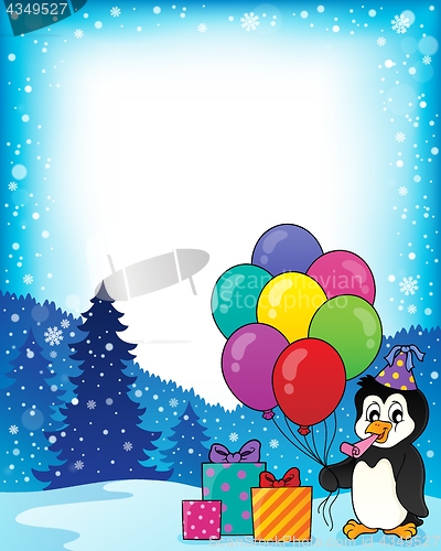 Image of Frame with party penguin topic 1