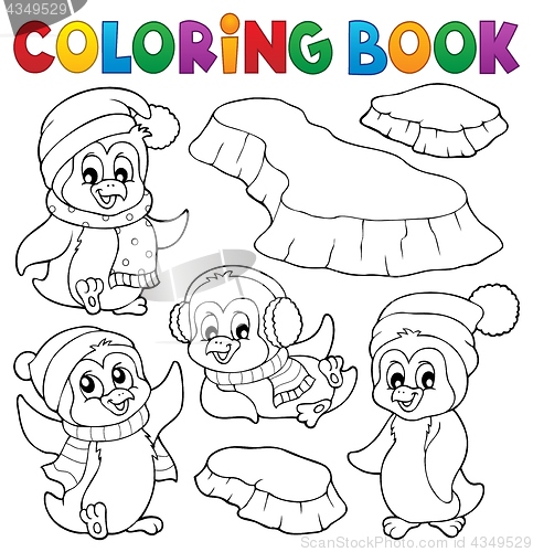 Image of Coloring book happy winter penguins