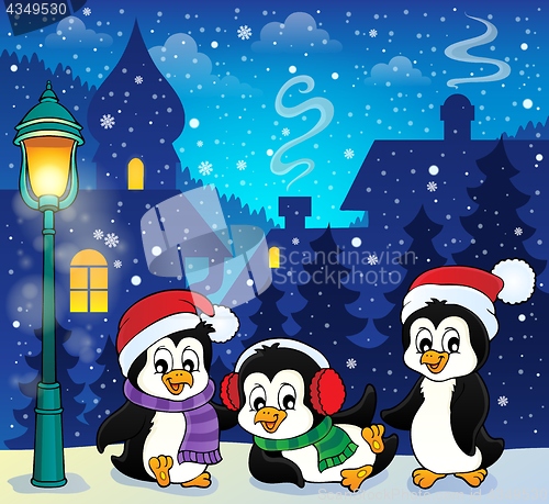 Image of Christmas penguins thematic image 1