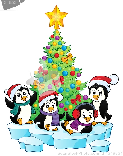 Image of Christmas tree and penguins image 1