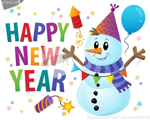 Image of Happy New Year theme with snowman 1