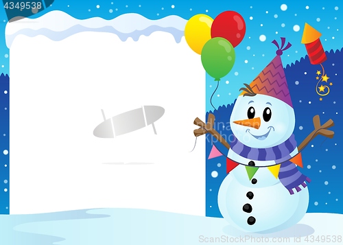 Image of Snowy frame with party snowman 1